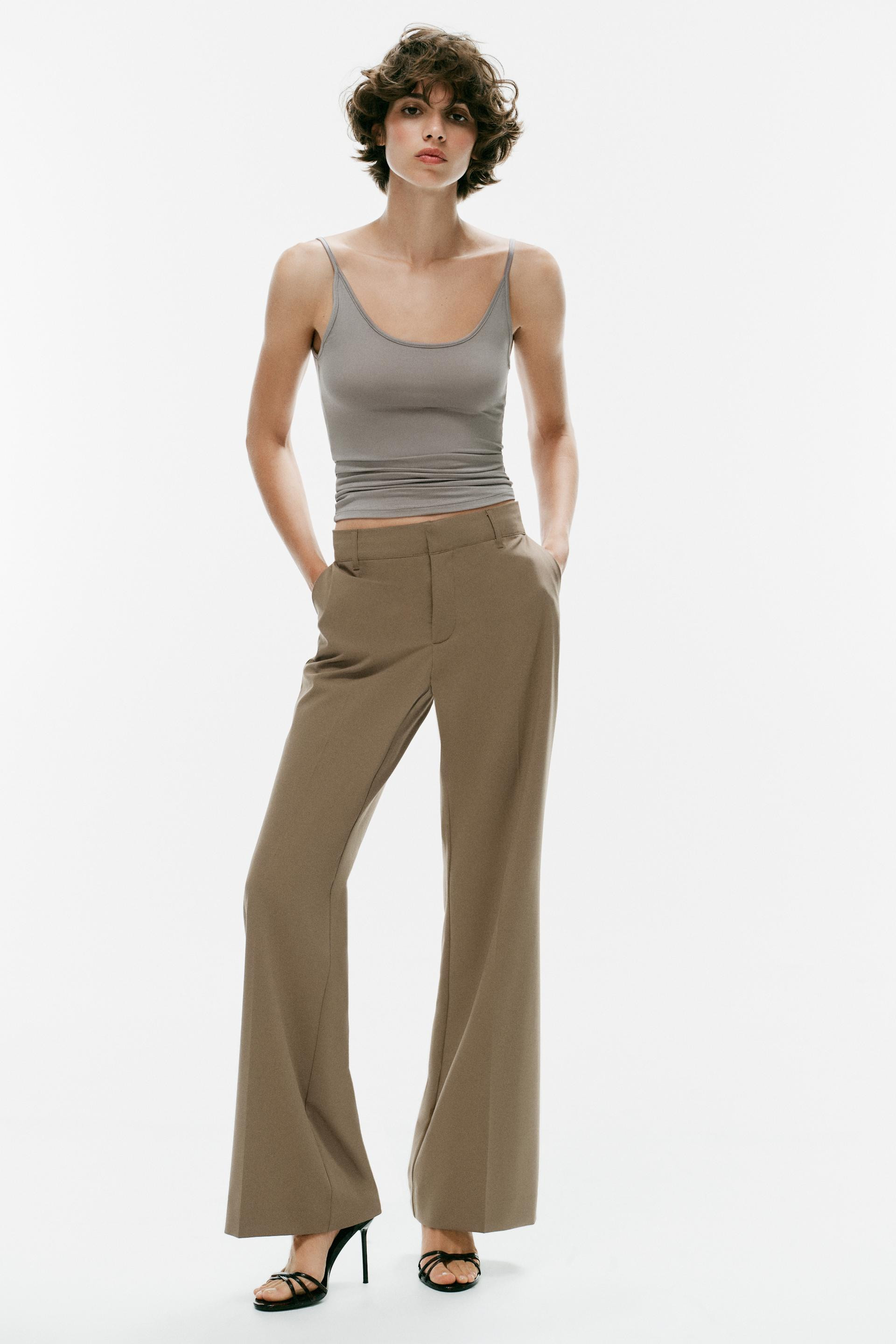Zara - Low-Rise Striped Straight-Leg Trousers - White / Grey - Xxl - Woman | Zara UK