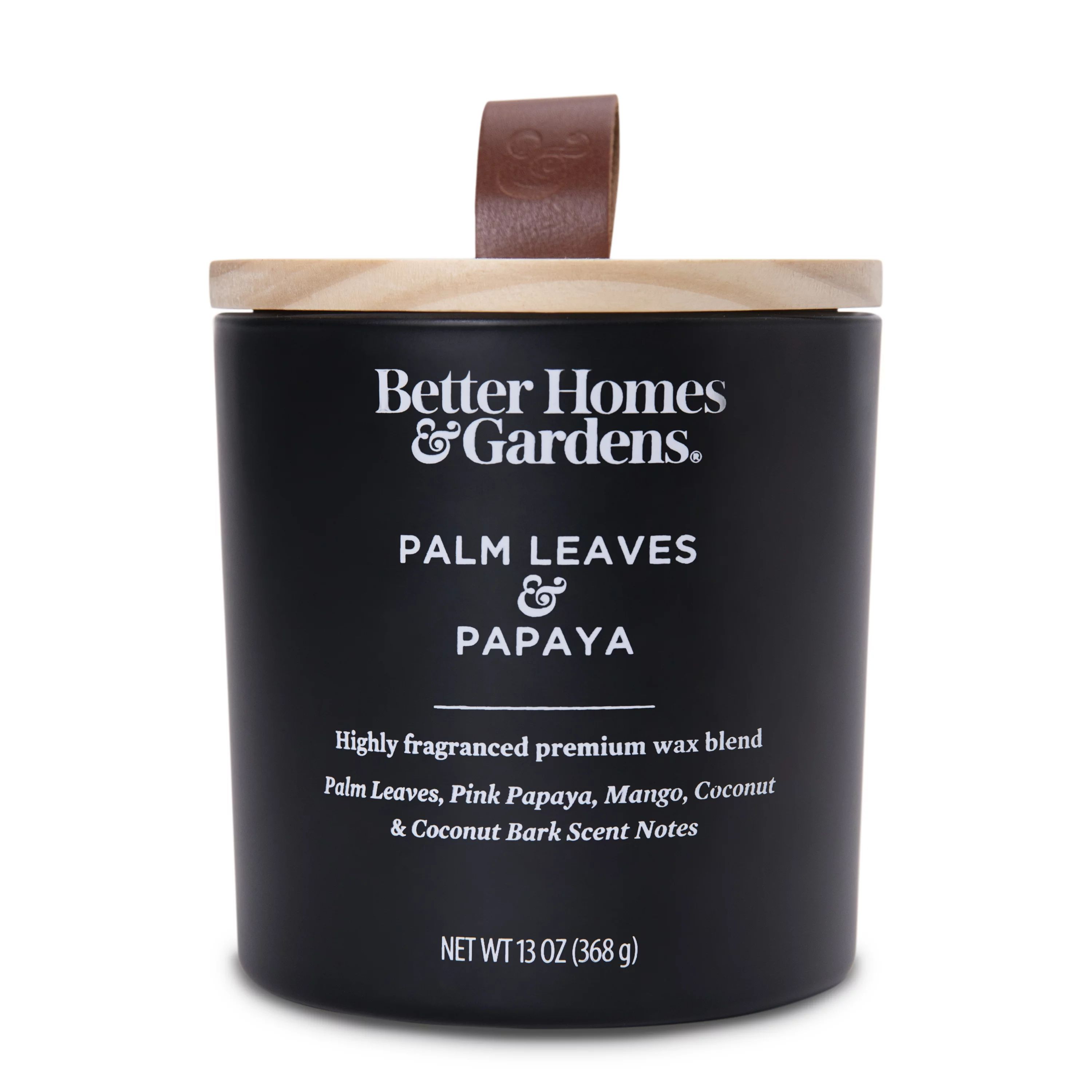Better Homes & Gardens Palm Leaves & Papaya Scented 13oz Wooden Wick Candle | Walmart (US)