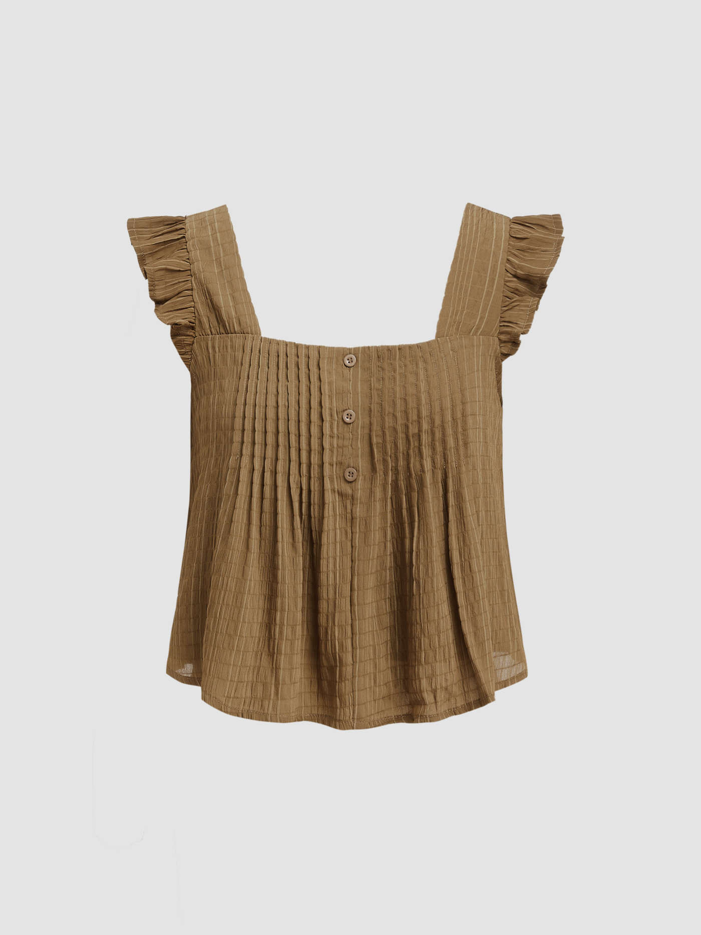 Woven Square Neck Ruffle Hem Crop Top For Daily Casual Vacation | Cider