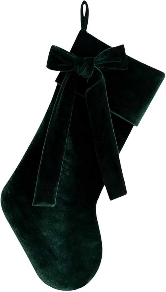 20 Inch Velvet Christmas Stocking with Large Decorative Bow Luxury Velvet Stocking for Fireplace ... | Amazon (US)
