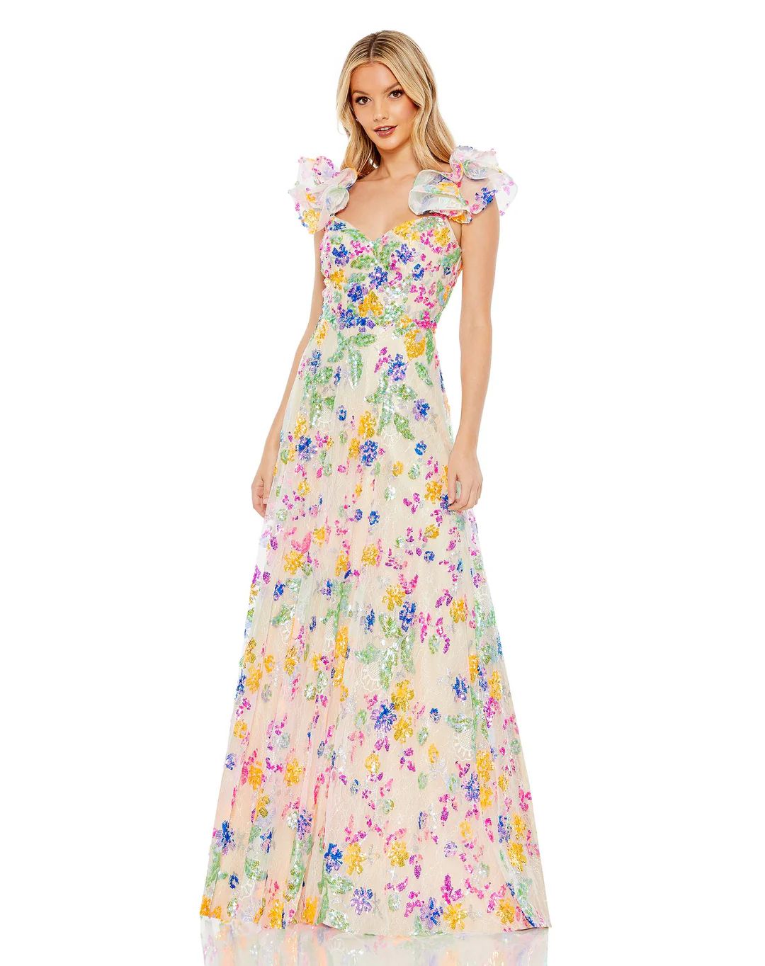 Embellished Ruffle Sleeve Gown | Mac Duggal
