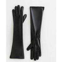 Black Long Ruched Faux Leather Gloves New Look | New Look (UK)