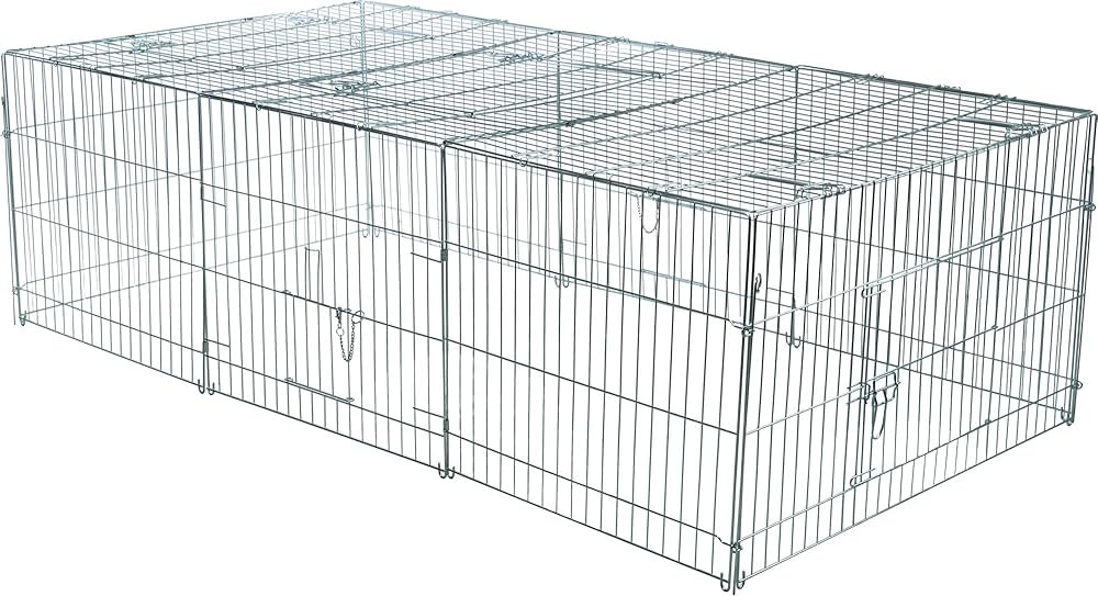 TRIXIE Enclosed Outdoor Run- 34 cu. ft., Galvanized Metal Cage, Portable Pen for Rabbits or Guine... | Amazon (US)