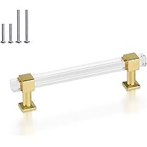 Mengico 5 Pack Cabinet Pulls 5 Inch Hole Center Kitchen Cabinet Handles Gold Modern Drawer Pulls Acr | Amazon (US)