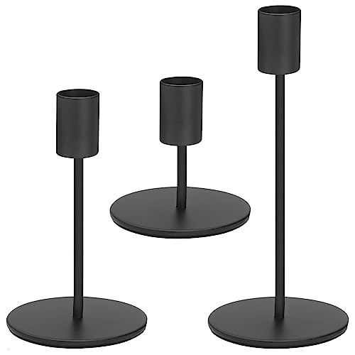Anndason Set of 3 Black Candlestick Holders - Decorative for Home Decor, Wedding, Dining, Party, Anniversary | Amazon (US)