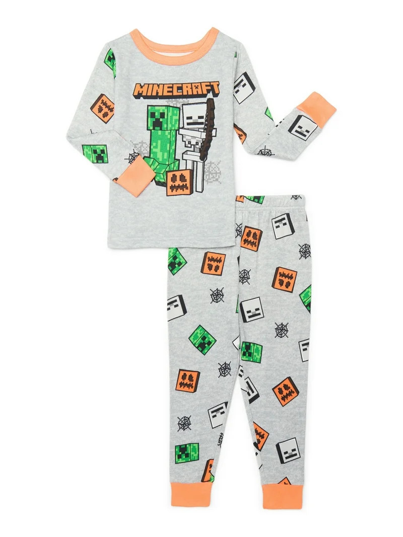Minecraft Boys Long Sleeve Tee and Pants Pajama Set, 2-Piece, Sizes 4-10 | Walmart (US)