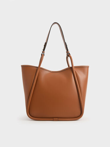 Cognac Tubular Slouchy Tote Bag | CHARLES & KEITH | Charles & Keith EU