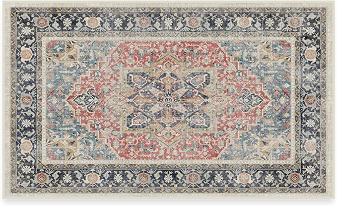 RUGGABLE Kamran Washable Rug - Perfect Vintage Area Rug for Living Room Bedroom Kitchen - Pet & C... | Amazon (US)