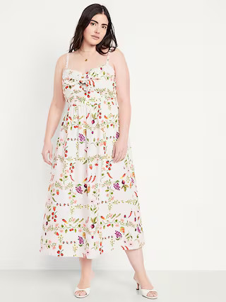 Fit & Flare Tie-Front Midi Dress | Old Navy (US)