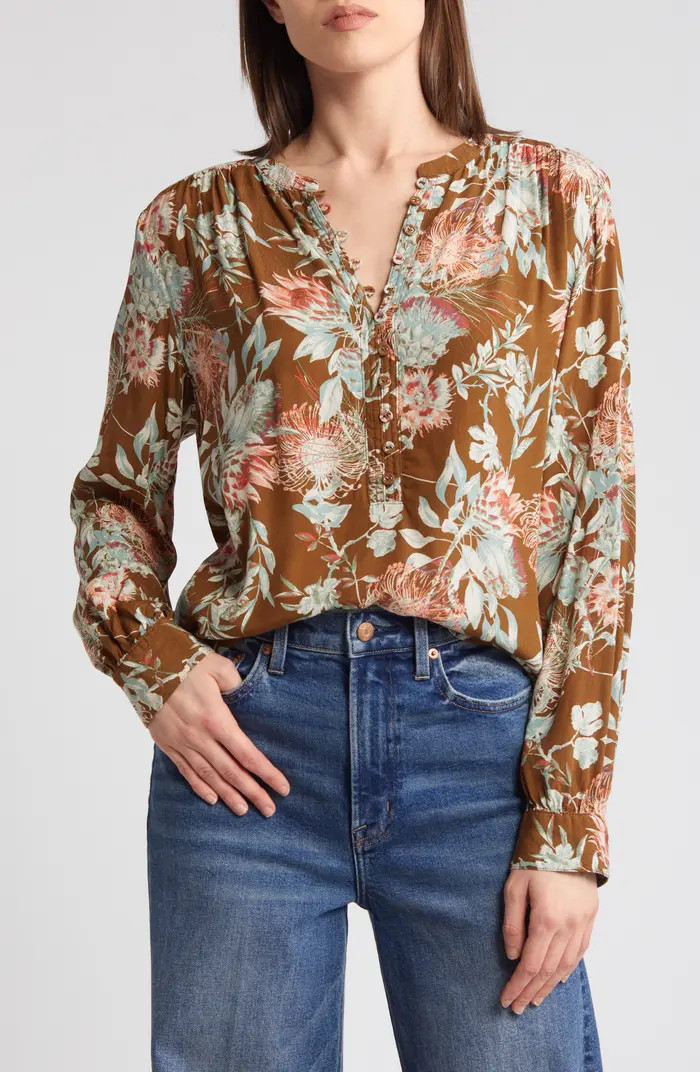 Print Crepe Popover Top | Nordstrom
