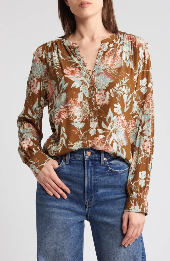 Print Crepe Popover Top | Nordstrom