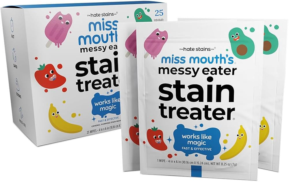 Miss Mouth's Messy Eater Stain Treater Wipes - 25 Pack Stain Remover - Newborn & Baby Essentials ... | Amazon (US)
