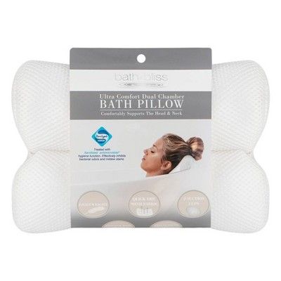 Quick Dry Ultra Comfort Micro Mesh Sanitized Bath Pillow White - Bath Bliss | Target