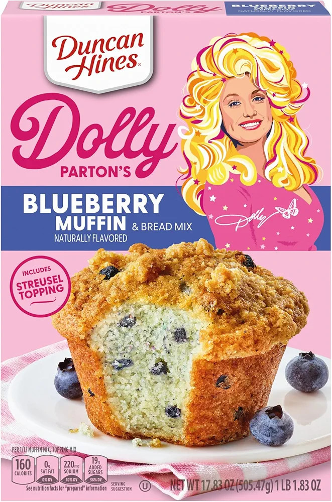 Duncan Hines Dolly Parton's Blueberry Flavored Muffin & Bread Mix, 17.83 oz. | Amazon (US)