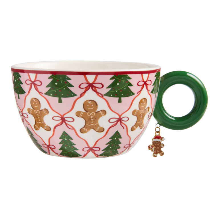 Pink and Green Gingerbread Trellis Charm Ceramic Mug | World Market