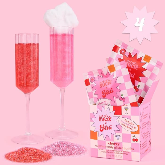 xo, Fetti x Art of Sucre Cotton Candy Glitter Drink Bombs - 4 pc Cherry Flavor, Red + Pink Edible... | Amazon (US)