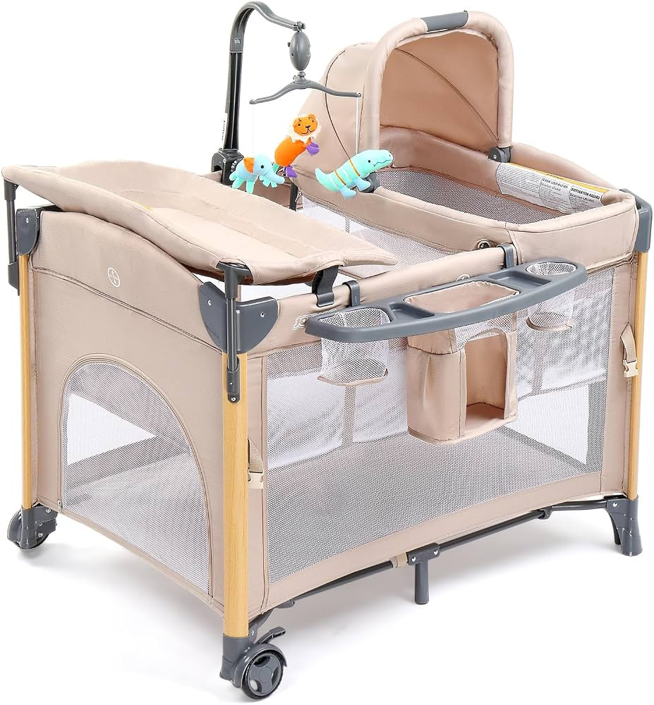 JOYMOR 7 in 1 Bedside Bassinet with Changing Table, All in One Nursery Center, Bedside Sleeper wi... | Amazon (US)