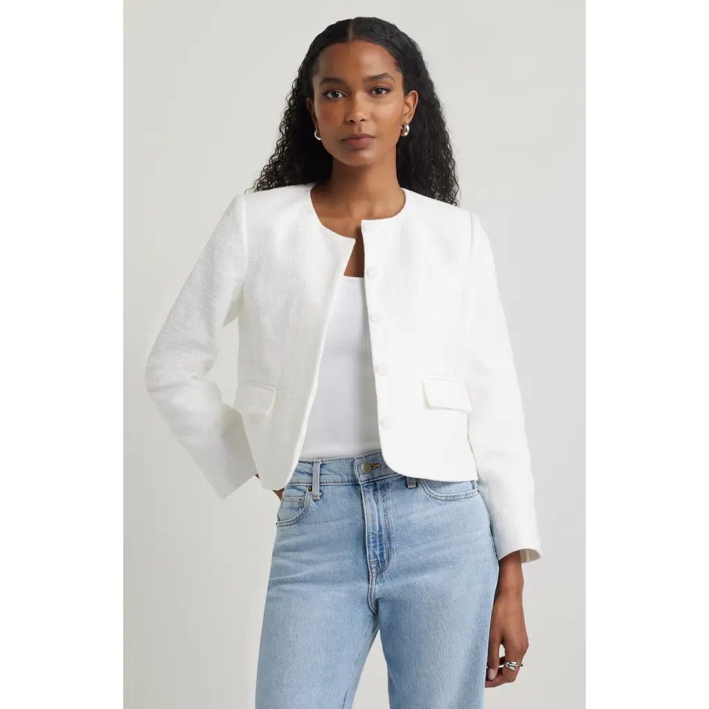 Nordstrom Textured Collarless Jacket in Ivory Tofu at Nordstrom Rack, Size Medium | Nordstrom Rack