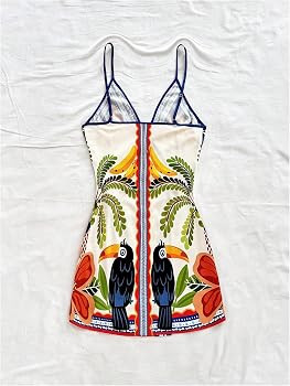 SOLY HUX Women's Tropical Print Mini Dress Summer Wrap V Neck Bow Tie Vacation Dresses | Amazon (US)