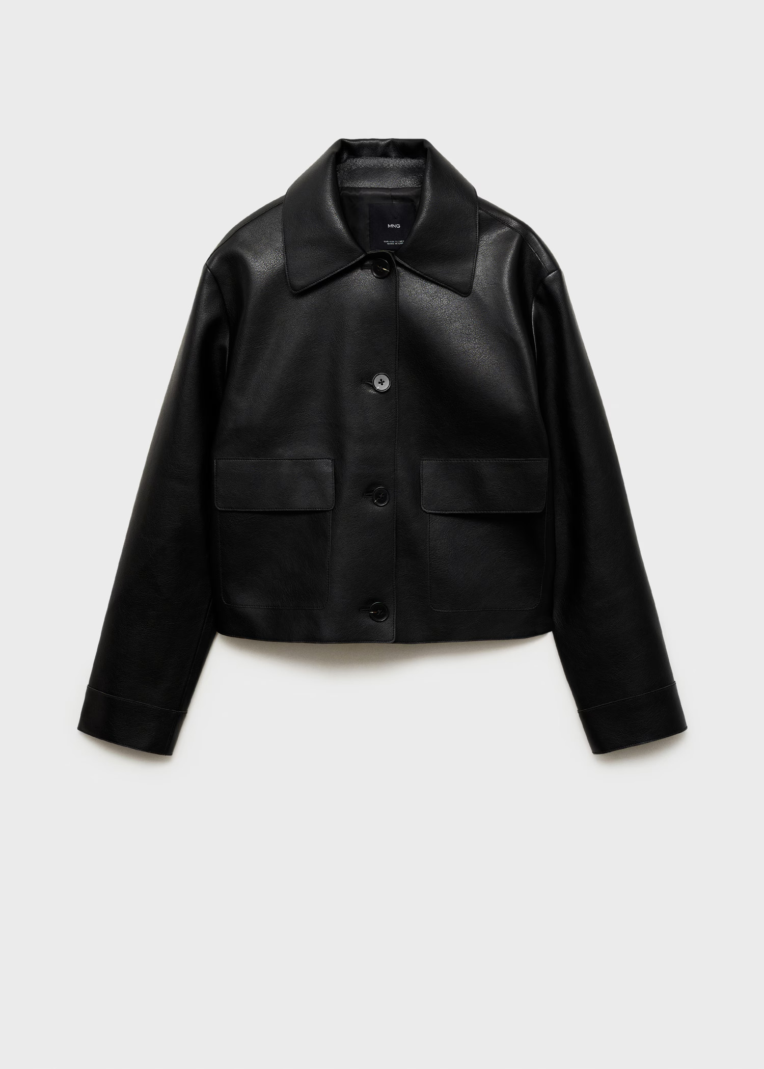 Leather-effect jacket with pockets - Women | MANGO USA | Mango (US/MX/AU)
