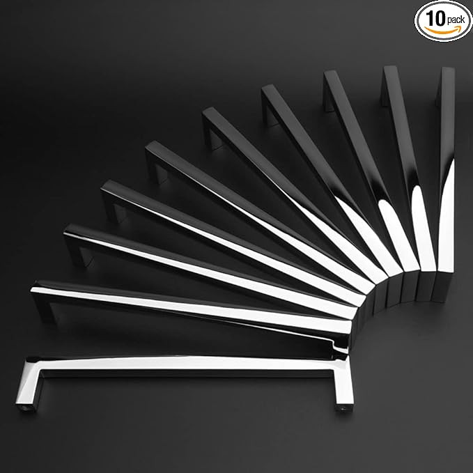 KOOFIZO Solid Square Bar Cabinet Handle - Chrome Furniture Pull, 6.3 Inch/160mm Screwhole Distanc... | Amazon (US)