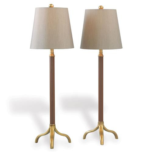 Camilo Modern Classic Hardback Shade Brown Buffet Lamp - Set of 2 | Kathy Kuo Home