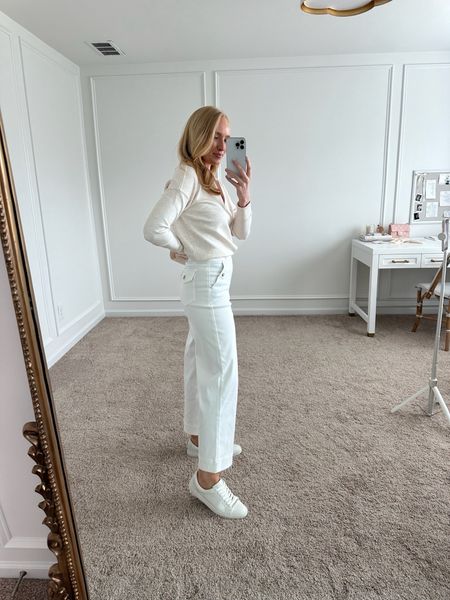 Such a cute monochromatic casual workwear look from Spanx! Wearing size small in the top and medium in the pants. Workwear // work outfits // monochromatic outfits // white pants // summer tops // white tennis shoes // Spanx fashion // Spanx AirEssentials

#LTKWorkwear #LTKSeasonal #LTKStyleTip