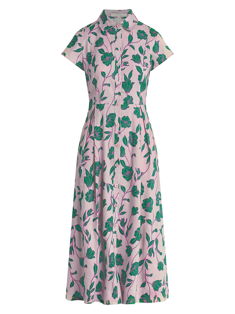 Women's Sunday Best Floral Linen-Blend Maxi Shirtdress - Wisteria Field Floral - Size Large | Saks Fifth Avenue