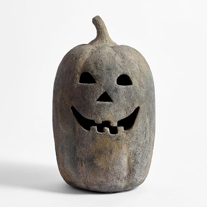 Terracotta Pumpkin Jack-O'-Lantern - Ceramic Halloween Pumpkin Decor for Indoor & Outdoor Display... | Amazon (US)