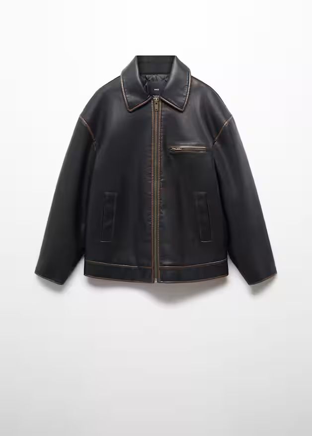 Worn leather effect jacket | MANGO (US)