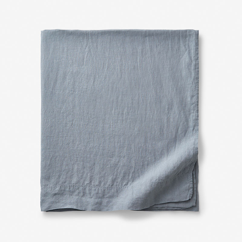 Premium Breathable Washed Linen Solid Flat Bed Sheet - Dusty Blue, Twin/Twin XL | The Company Store
