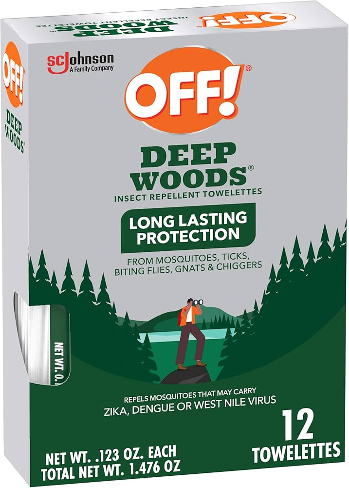 OFF! Deep Woods Mosquito and Insect Repellent Wipes, Long lasting, 12 Individually Wrapped Wipes ... | Amazon (US)