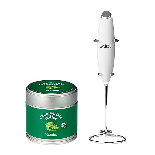 Chamberlain Coffee Matcha & Frother Bundle - 100% Organic Matcha Japanese Green Tea Powder, Vegan, Gluten-Free 1.06 Oz Tin - Handheld Electric Frother for Coffee, Matcha, Hot Chocolate and Drink Mixer | Amazon (US)
