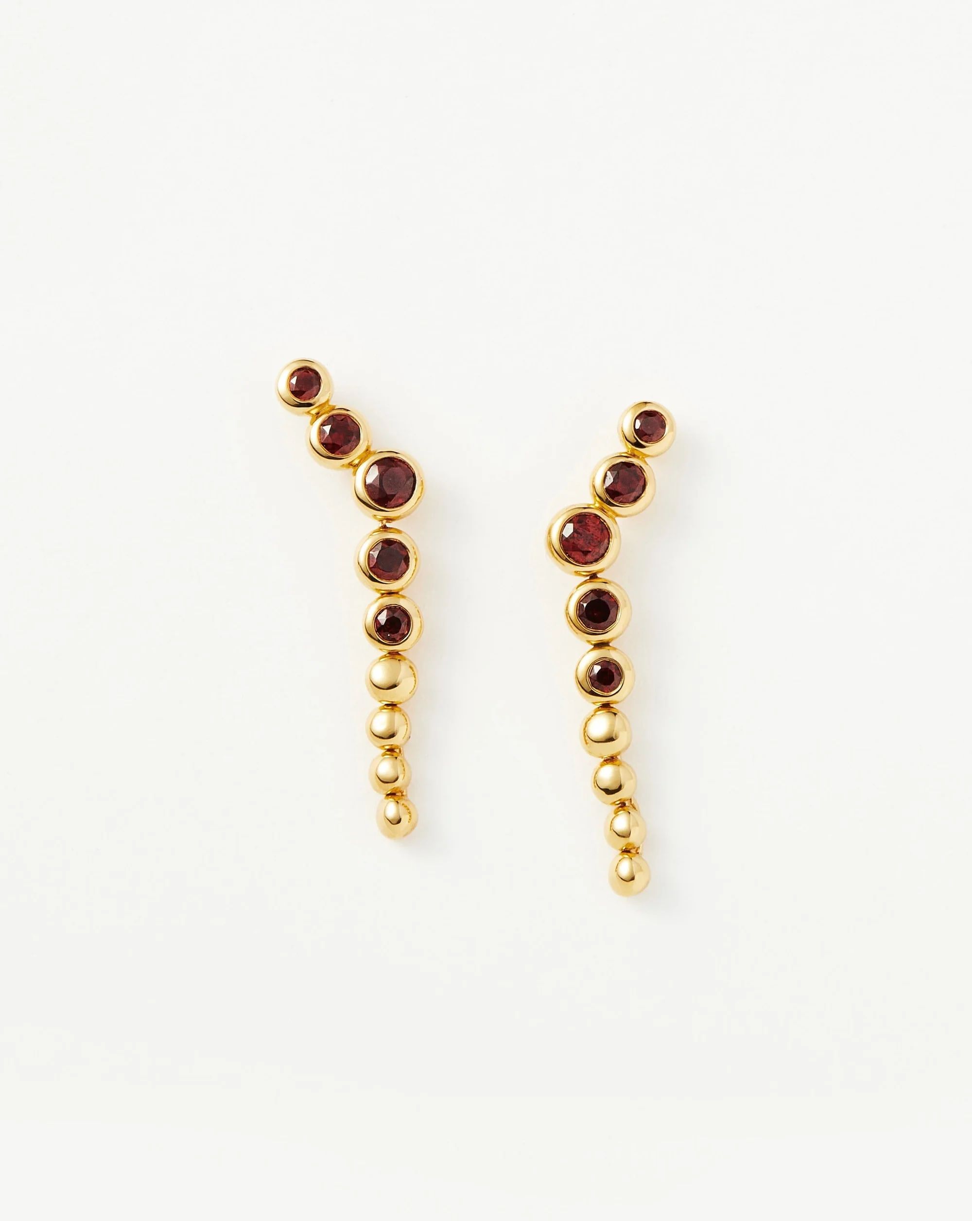 Beaded Red Garnet Drop Stud Earrings | Missoma
