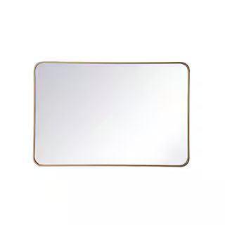 Timeless Home 40 in. H x 27 in. W Brass Modern Soft Corner Rectangular Wall Mirror-WM1602740BR - ... | The Home Depot