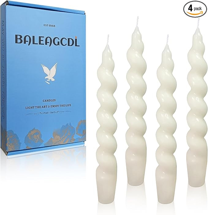 Unscented Spiral Candle Handmade White Short Candlesticks 7.5Inch Smokeless Taper Candles Slow Bu... | Amazon (US)