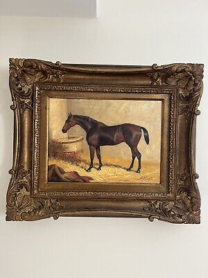 Framed Oil Painting Of A Horse In A Barn On Canvas, 21”X25” Signed. | eBay US