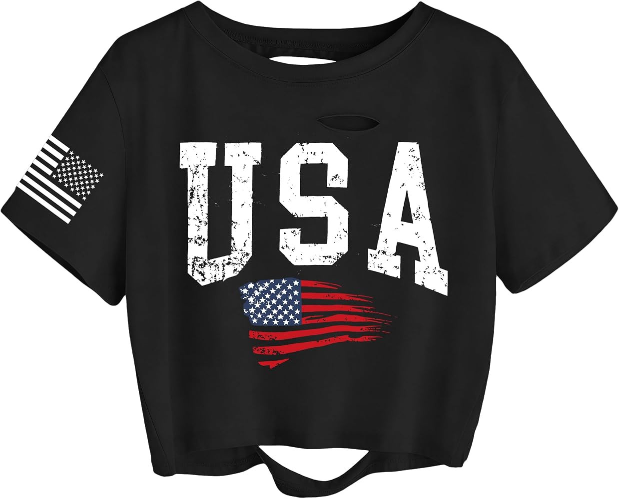 hohololo USA Crop Tops Women 4th of July Shirts Patriotic Shirt American Flag Tee Memorial Day Ts... | Amazon (US)