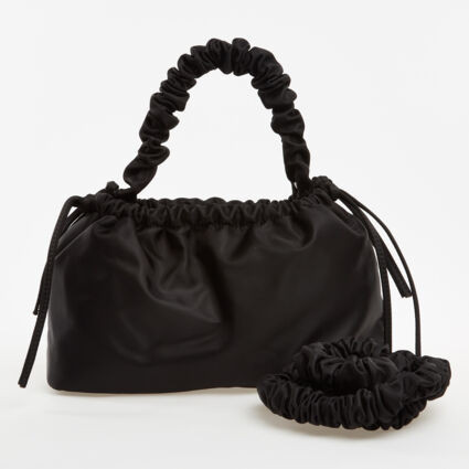 Black Ruched Cross Body Bag | TK Maxx