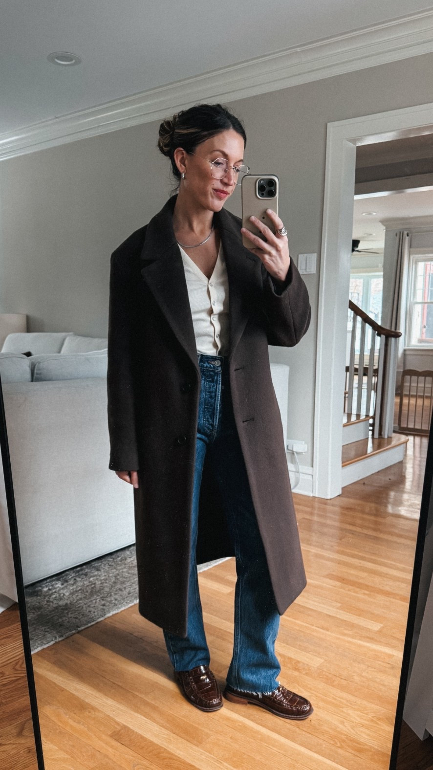 Look of the Day // 3.5

Sèzane top, I sized up to the small. Agolde denim, 25, TTS. Frēda Salvador loafers, TTS, ASHLEYROHR10 for 10% off. Aritzia coat, XS, TTS. Warby Parker glasses. Quince earrings. Herringbone Necklace from Sela designs  

#LTKPetite #LTKOver40 #LTKootd