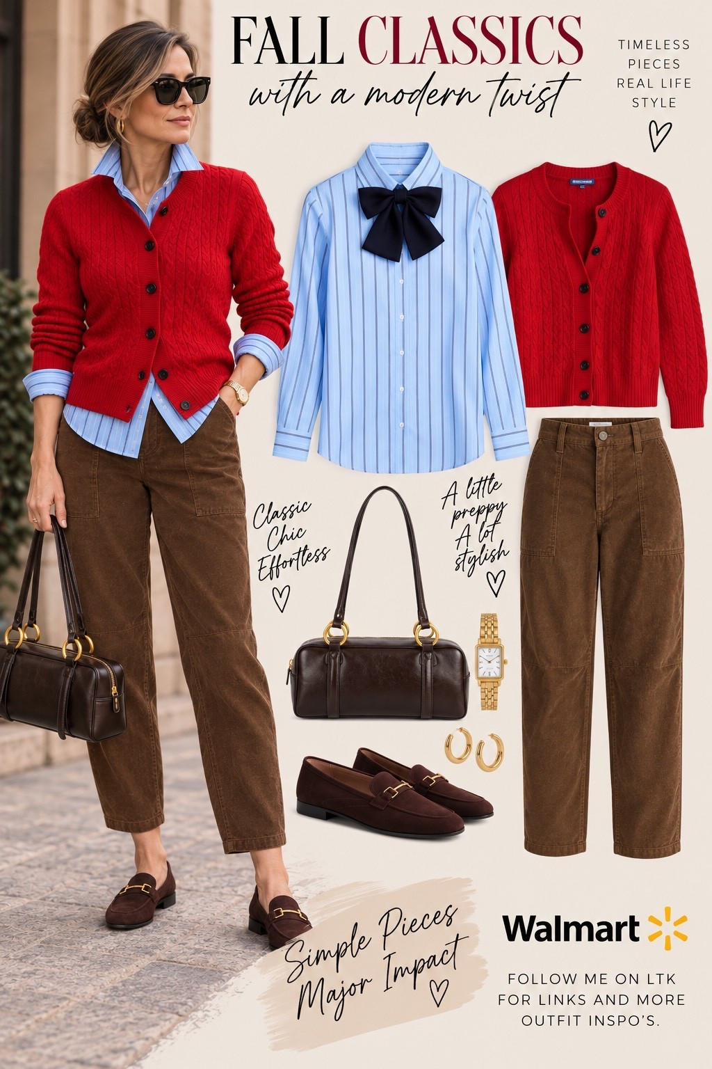 Red, stripes, corduroy and a really good loafer—proof that preppy doesn’t have to feel predictable. I love how the unexpected brown with the bright red makes these Walmart finds feel fresh for fall while still keeping everything classic enough to wear year after year. #WalmartFashion #WalmartStyle #FallOutfitInspo #PreppyStyle #ClassicStyle #TimelessStyle #Over40Style #Over50Style #FallFashion #LTKStyle

#LTKootd #LTKOver40 #LTKMidsize