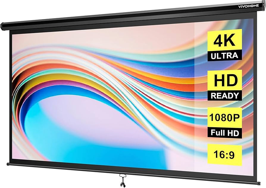 VIVOHOME 80 Inch Manual Pull Down Projector Screen, 16:9 HD Retractable Widescreen Matte for Movi... | Amazon (US)