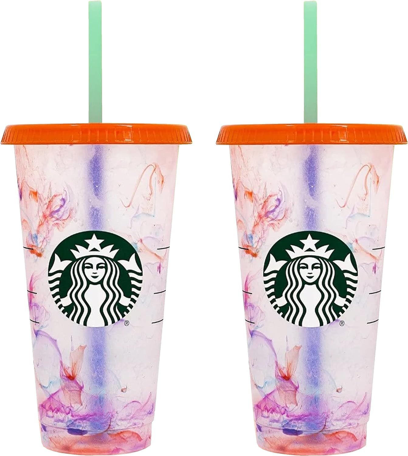 Starbucks Summer 2021 Swirl Color Changing Reusable 24oz. Cold Cup (2) | Amazon (US)
