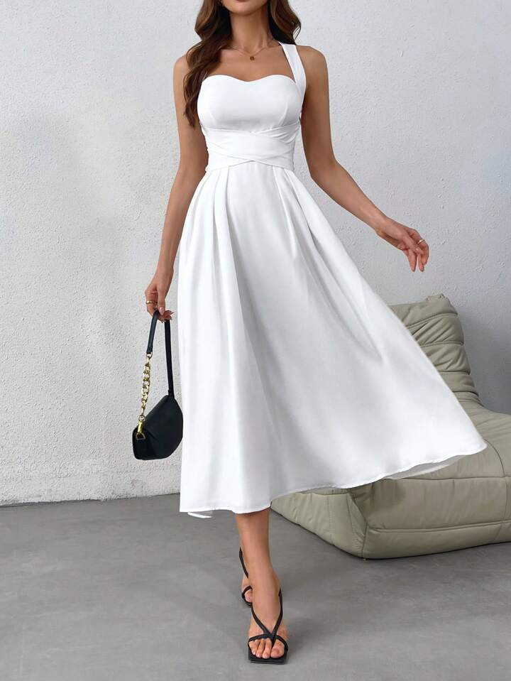 Firerie Women's Valentine's Day French Cross Halter Long Dress, Sleeveless | SHEIN