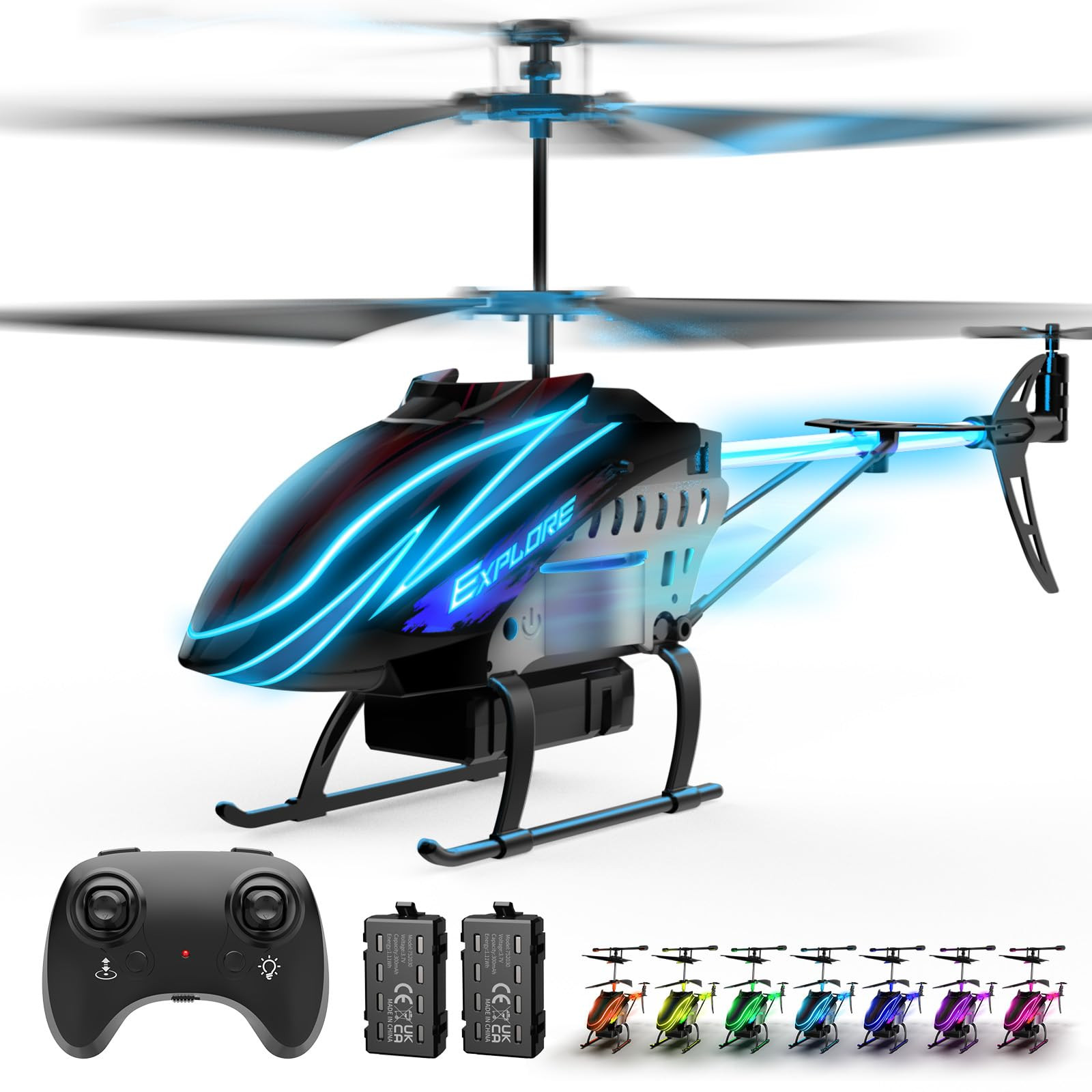 RC Helicopter, Remote Control Helicopter for Kids with 30Mins Flight(2 Batteries), 7+1 LED Light ... | Amazon (US)