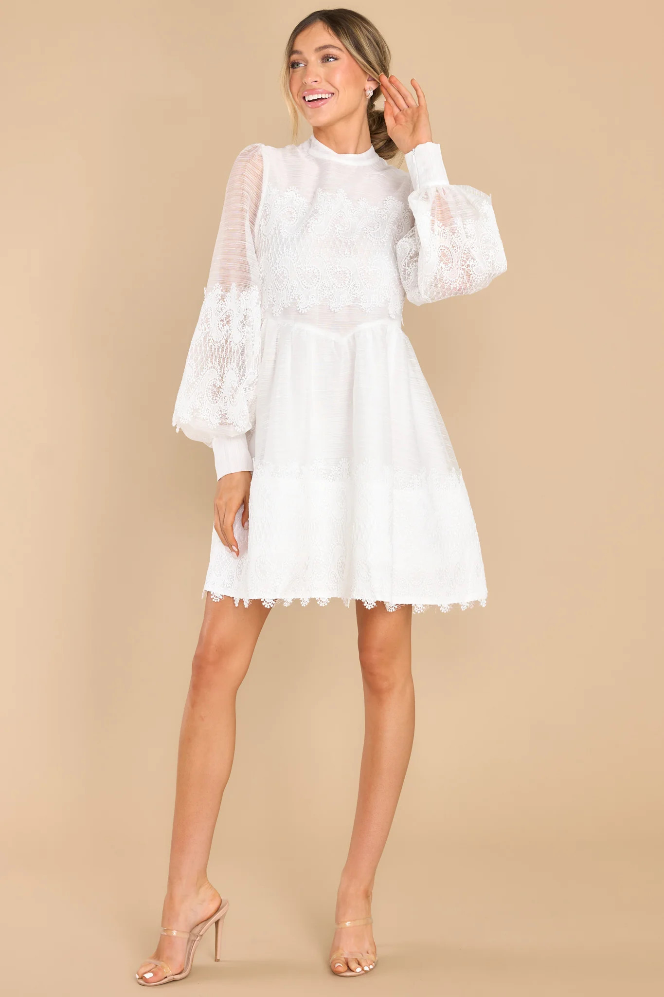 On My Best Behavior White Eyelet Dress | Red Dress 