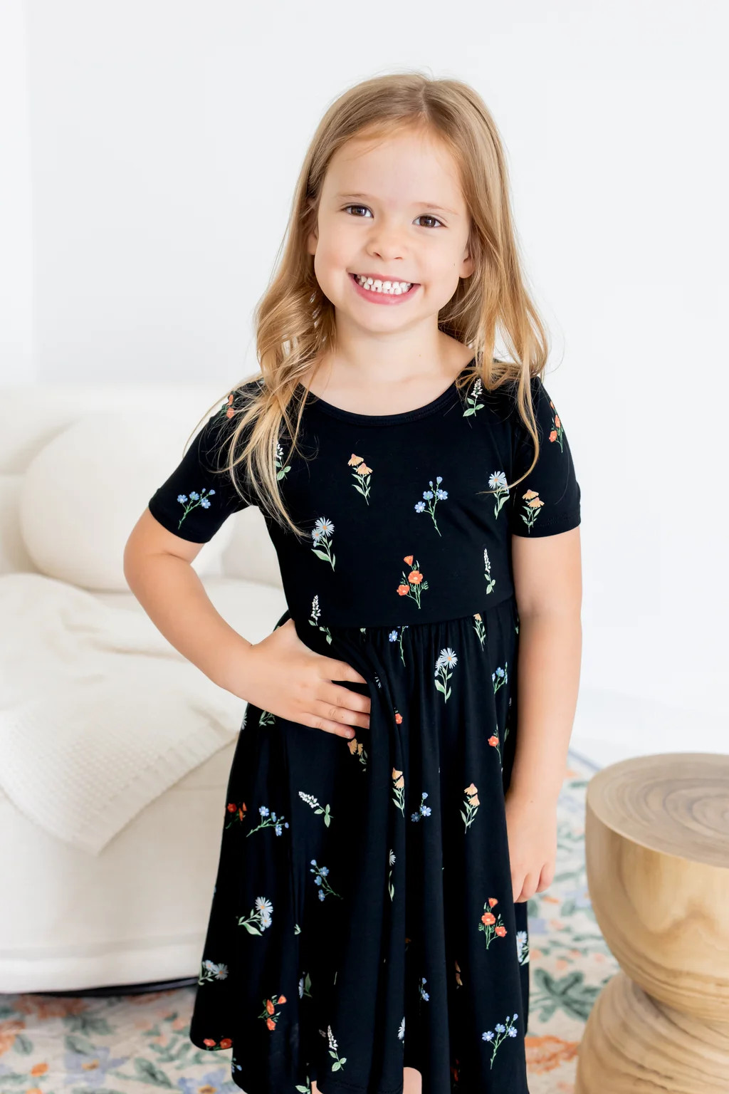 Twirl Dress in Midnight Wildflower | Kyte Baby