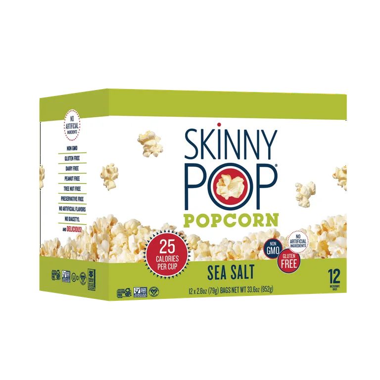 SkinnyPop Gluten-Free Sea Salt Microwave Popcorn, 2.8 oz, 12 Count | Walmart (US)