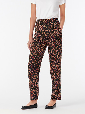 NEW J.Crew $128 High-rise wide-leg trouser in leopard, Brown Black, Size 2 | eBay US