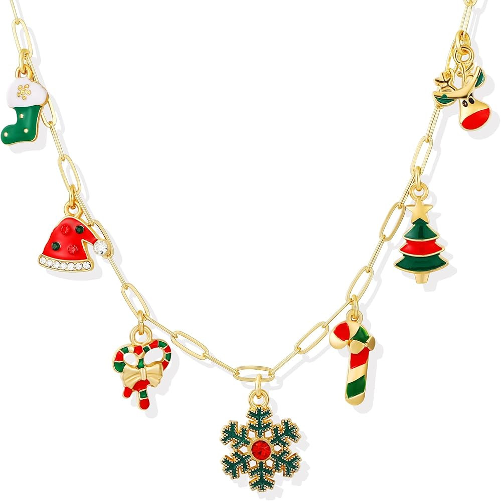 Charm Necklace for Women, 14K Gold Plated Shell Sun Starfish Summer Beach Necklace 16+3" Papercli... | Amazon (US)